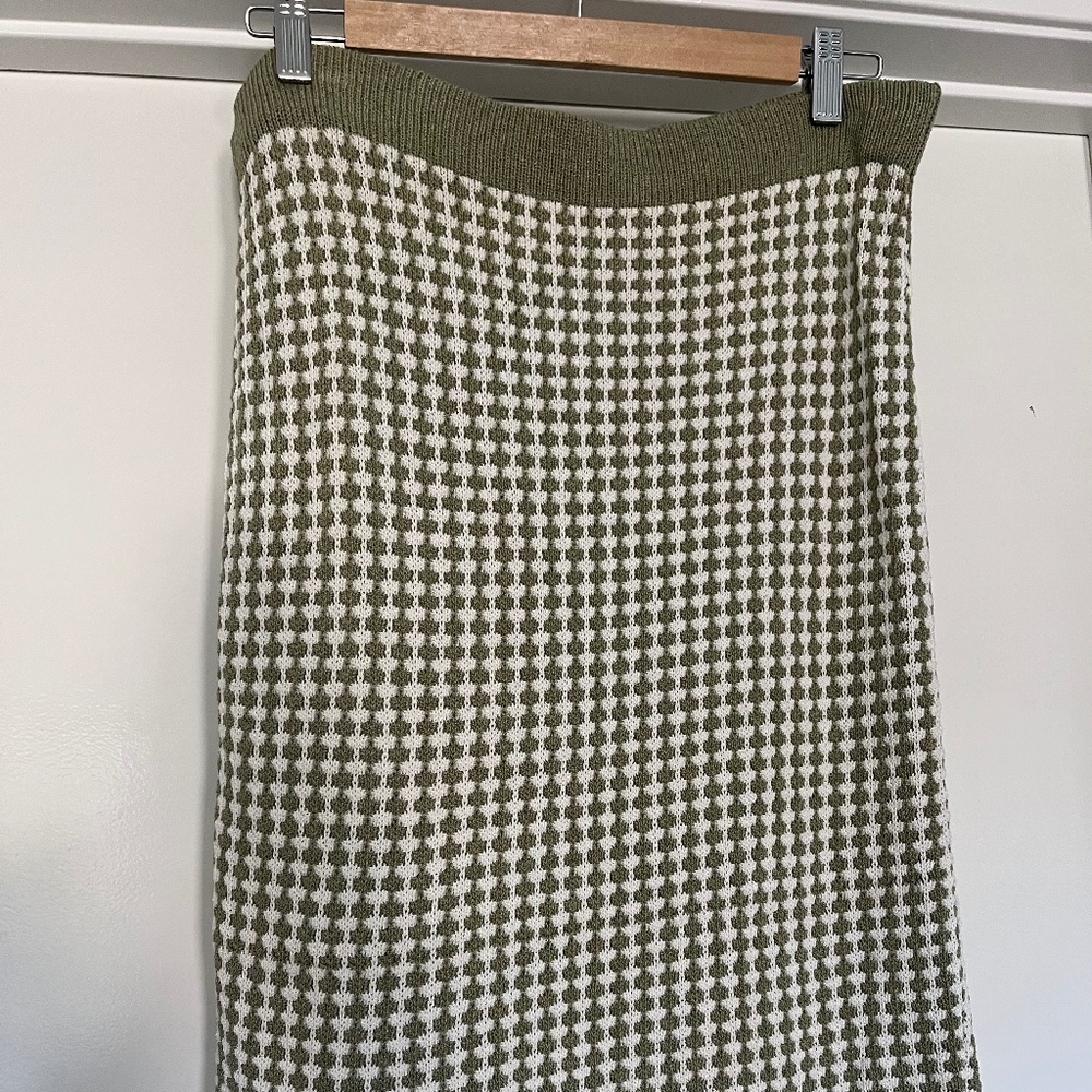 Anne Pedersen, Tube Skirt, Knitwear, Knee Length, Green/White, Size M